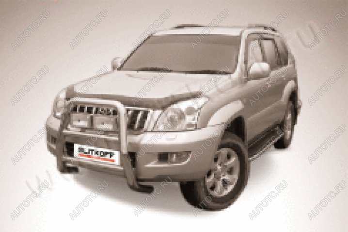 32 999 р. Защита переднего бампера кенгурятник d76 высокий Slitkoff  Toyota Land Cruiser Prado  J120 (2002-2009) (нержавейка полированная)  с доставкой в г. Москва