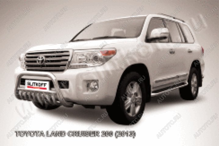 46 999 р. Защита переднего бампера кенгурятник d76 низкий с ЗК Slitkoff  Toyota Land Cruiser  200 (2012-2015) 1-ый рестайлинг (нержавейка полированная)  с доставкой в г. Москва