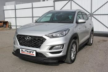 Защита переднего бампера d57+d42 двойная Slitkoff Hyundai (Хюндаи) Tucson (Туссон)  TL (2018-2021) TL рестайлинг ()