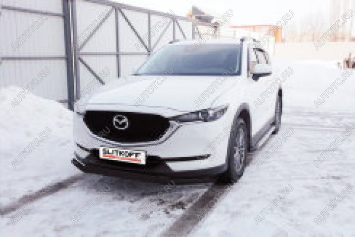 10 699 р. Защита переднего бампера d57+d42 двойная Slitkoff  Mazda CX-5  KF (2016-2025) (  Сталь с полимерным покрытием в цвет черный)  с доставкой в г. Москва