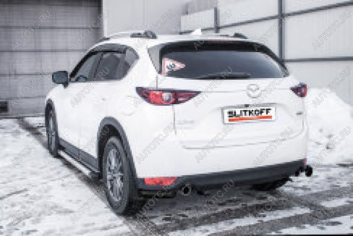 4 999 р. Защита заднего бампера уголки d57 Slitkoff  Mazda CX-5  KF (2016-2025) ( Сталь с полимерным покрытием в цвет черный)  с доставкой в г. Москва