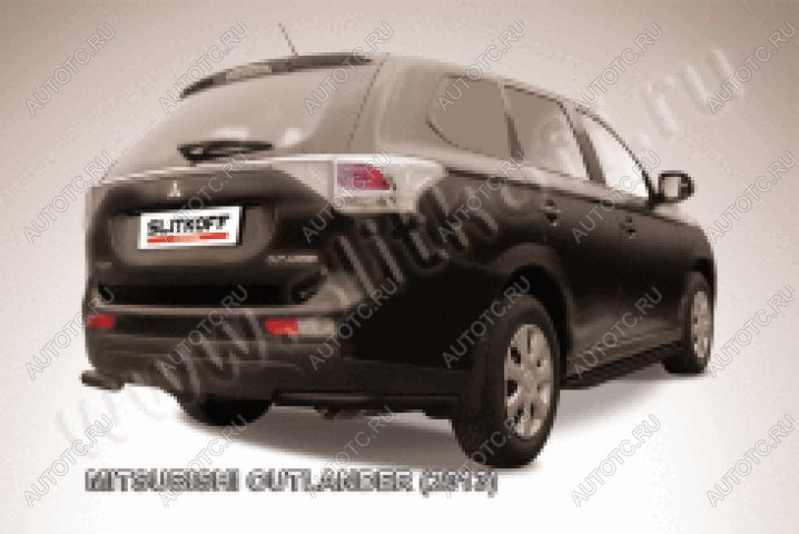 6 349 р. Защита заднего бампера уголки d57 Slitkoff  Mitsubishi Outlander  GF (2012-2014) дорестайлинг ( Сталь с полимерным покрытием в цвет черный)  с доставкой в г. Москва