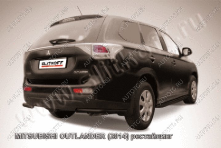 6 349 р. Защита заднего бампера уголки d57 Slitkoff  Mitsubishi Outlander  GF (2014-2016) 1-ый рестайлинг ( Сталь с полимерным покрытием в цвет черный)  с доставкой в г. Москва