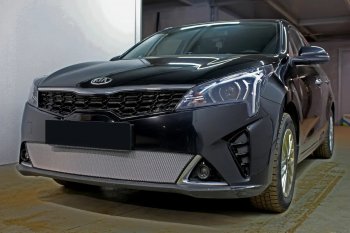 4 299 р. Защитная сетка в бампер (низ, ячейка 3х7 мм) Alfeco Стандарт KIA Rio X рестайлинг (2020-2025) (Хром)  с доставкой в г. Москва. Увеличить фотографию 3