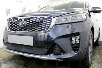 3 099 р. Защитная сетка в бампер (низ, ячейка 3х7 мм) Alfeco Стандарт KIA Sorento UM/Prime рестайлинг (2018-2020) (Чёрная)  с доставкой в г. Москва. Увеличить фотографию 4