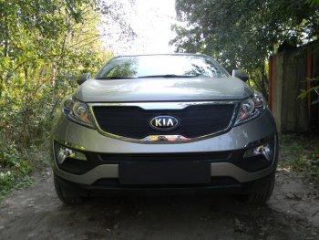 3 589 р. Защитная сетка в бампер (верх, ячейка 3х7 мм) Alfeco Стандарт  KIA Sportage  3 SL (2014-2016) рестайлинг (Чёрная)  с доставкой в г. Москва. Увеличить фотографию 3