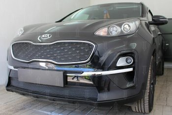 3 699 р. Защитная сетка в бампер (верх, ячейка 3х7 мм) Alfeco Стандарт  KIA Sportage  4 QL (2018-2022) рестайлинг (Чёрная)  с доставкой в г. Москва. Увеличить фотографию 5