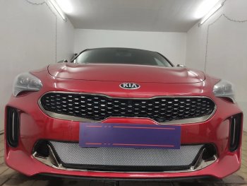 3 399 р. Защитная сетка в бампер (низ, ячейка 3х7 мм) Alfeco Стандарт KIA Stinger (2017-2024) (Хром)  с доставкой в г. Москва. Увеличить фотографию 4