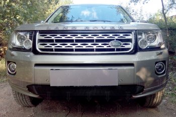 Защитная сетка в бампер (дизель, низ, ячейка 3х7 мм) Alfeco Стандарт Land Rover Freelander L359 1-ый рестайлинг (2010-2012)  (Чёрная)