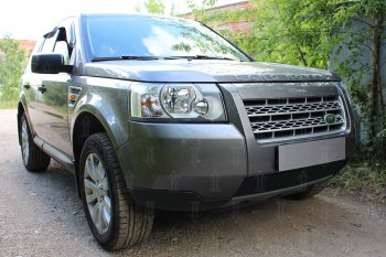 3 199 р. Защитная сетка в бампер (низ, ячейка 3х7 мм) Alfeco Стандарт Land Rover Freelander L359 дорестайлинг (2006-2010) (Чёрная)  с доставкой в г. Москва. Увеличить фотографию 2