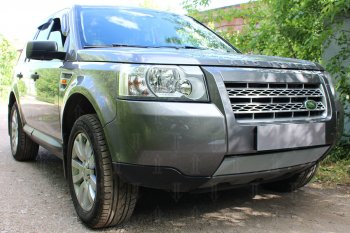 3 399 р. Защитная сетка в бампер (низ, ячейка 3х7 мм) Alfeco Стандарт Land Rover Freelander L359 дорестайлинг (2006-2010) (Хром)  с доставкой в г. Москва. Увеличить фотографию 2