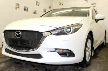 3 299 р. Защитная сетка в бампер (низ, ячейка 3х7 мм) Alfeco Стандарт Mazda 3/Axela BM рестайлинг, хэтчбэк (2016-2019) (Чёрная)  с доставкой в г. Москва. Увеличить фотографию 4