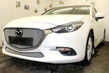 3 589 р. Защитная сетка в бампер (низ, ячейка 3х7 мм) Alfeco Стандарт Mazda 3/Axela BM рестайлинг, хэтчбэк (2016-2019) (Хром)  с доставкой в г. Москва. Увеличить фотографию 4