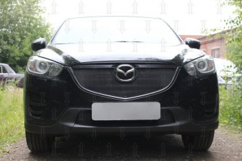 Защитная сетка в бампер (верх, ячейка 3х7 мм) Alfeco Стандарт Mazda CX-5 KE рестайлинг (2015-2017) ()