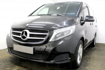 3 099 р. Защитная сетка в бампер (низ, ячейка 3х7 мм) Alfeco Стандарт  Mercedes-Benz Vito  W447 (2015-2020) дорестайлинг (Чёрная)  с доставкой в г. Москва. Увеличить фотографию 2