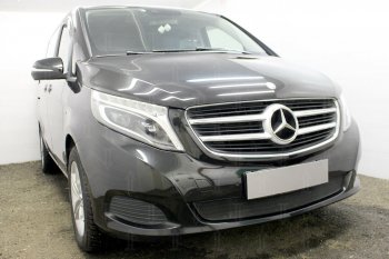 3 099 р. Защитная сетка в бампер (низ, ячейка 3х7 мм) Alfeco Стандарт  Mercedes-Benz Vito  W447 (2015-2020) дорестайлинг (Чёрная)  с доставкой в г. Москва. Увеличить фотографию 3