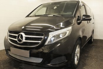 3 199 р. Защитная сетка в бампер (низ, ячейка 3х7 мм) Alfeco Стандарт  Mercedes-Benz Vito  W447 (2015-2020) дорестайлинг (Хром)  с доставкой в г. Москва. Увеличить фотографию 3