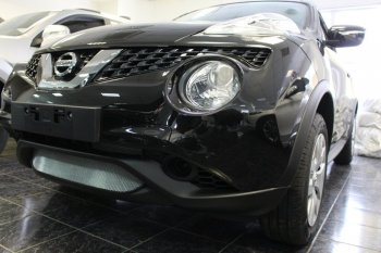 3 899 р. Защитная сетка в бампер (низ, ячейка 3х7 мм) Стрелка11 Стандарт Nissan Juke 1 YF15 рестайлинг (2014-2020) (Хром)  с доставкой в г. Москва. Увеличить фотографию 3