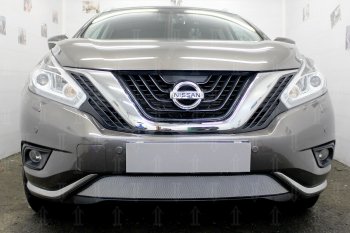 Защитная сетка в бампер (низ, ячейка 3х7 мм) Стрелка11 Стандарт Nissan Murano 3 Z52 дорестайлинг (2015-2022)  (Хром)