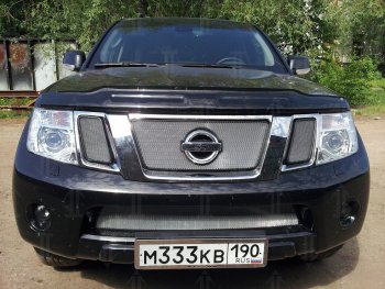 Защитная сетка в бампер (низ, ячейка 3х7 мм) Стрелка11 Стандарт Nissan Navara 2 D40 рестайлинг (2010-2016) ()