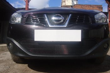 Защитная сетка в бампер (низ, ячейка 3х7 мм) Стрелка11 Стандарт Nissan Qashqai 1 J10 рестайлинг (2010-2013)