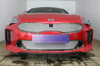 6 299 р. Защитная сетка в бампер (верх, ячейка 4х10 мм) Alfeco Премиум KIA Stinger (2017-2024) (Хром)  с доставкой в г. Москва. Увеличить фотографию 3