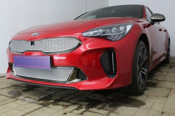 4 299 р. Защитная сетка в бампер (низ, ячейка 4х10 мм) Alfeco Премиум KIA Stinger (2017-2024) (Хром)  с доставкой в г. Москва. Увеличить фотографию 3