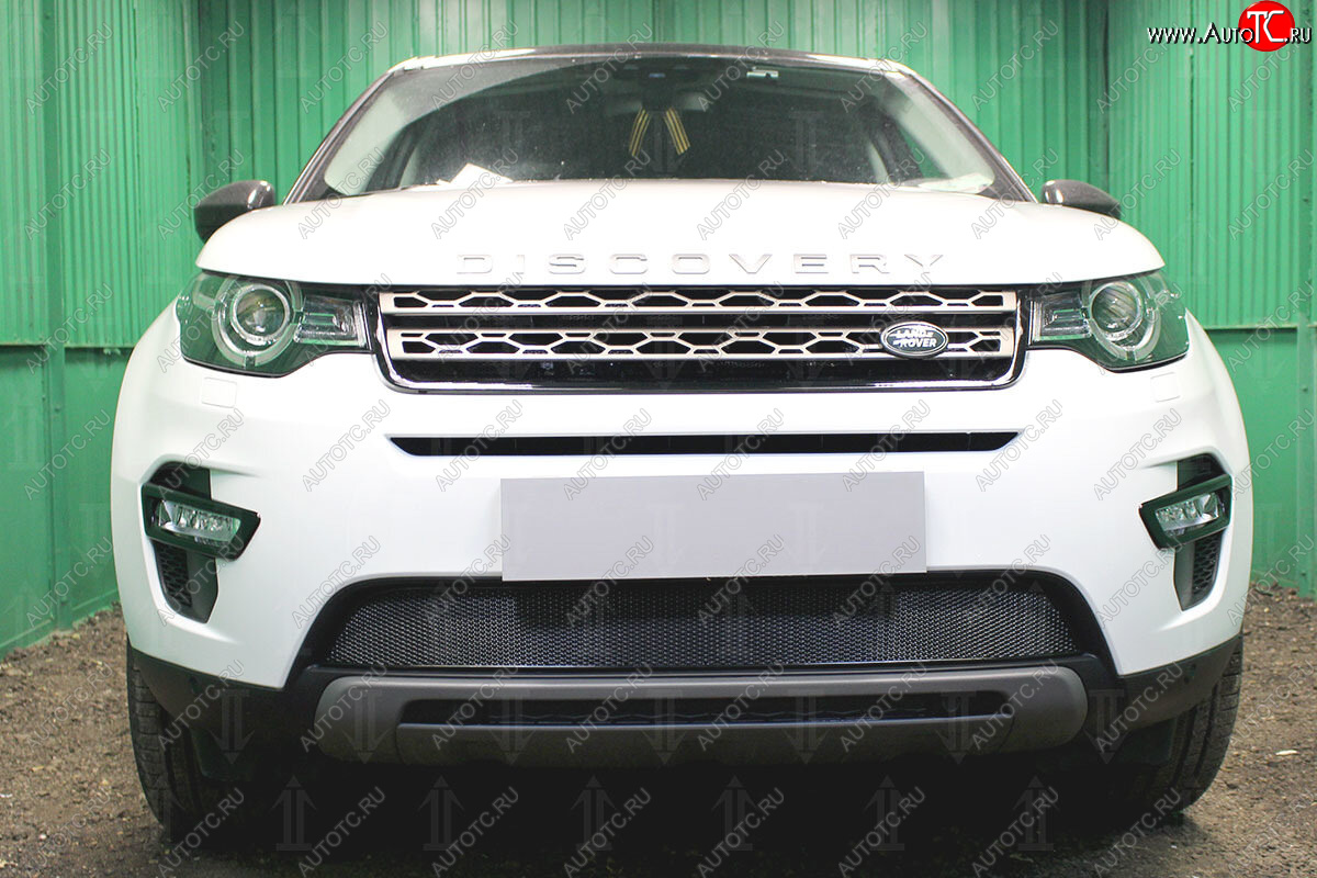 4 499 р. Защитная сетка в бампер (низ, ячейка 4х10 мм) Alfeco Премиум Land Rover Discovery Sport L550 дорестайлинг (2014-2019) (Чёрная)  с доставкой в г. Москва