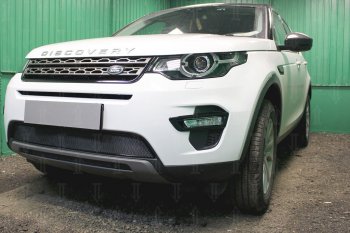 4 499 р. Защитная сетка в бампер (низ, ячейка 4х10 мм) Alfeco Премиум Land Rover Discovery Sport L550 дорестайлинг (2014-2019) (Чёрная)  с доставкой в г. Москва. Увеличить фотографию 2