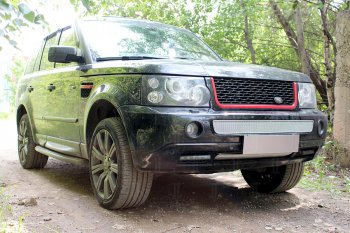 4 599 р. Защитная сетка в бампер (низ, ячейка 4х10 мм) Alfeco Премиум Land Rover Range Rover Sport 1 L320 дорестайлинг (2005-2009) (Хром)  с доставкой в г. Москва. Увеличить фотографию 4