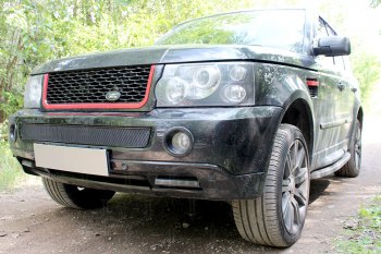 4 199 р. Защитная сетка в бампер (середина, ячейка 4х10 мм) Alfeco Премиум Land Rover Range Rover Sport 1 L320 дорестайлинг (2005-2009) (Чёрная)  с доставкой в г. Москва. Увеличить фотографию 2