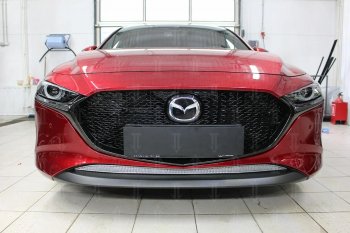 3 799 р. Защитная сетка в бампер (низ, ячейка 4х10 мм) Alfeco Премиум Mazda 3/Axela BP хэтчбэк (2019-2024) (Хром)  с доставкой в г. Москва. Увеличить фотографию 2