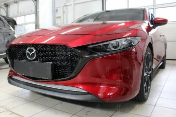 3 799 р. Защитная сетка в бампер (низ, ячейка 4х10 мм) Alfeco Премиум Mazda 3/Axela BP хэтчбэк (2019-2024) (Хром)  с доставкой в г. Москва. Увеличить фотографию 3