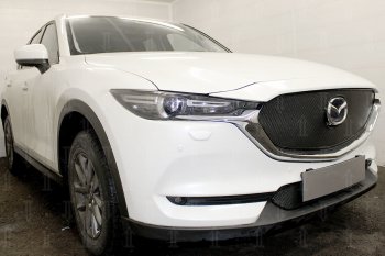 6 299 р. Защитная сетка в бампер (верх, ячейка 4х10 мм) Alfeco Премиум  Mazda CX-5  KF (2016-2025) (Чёрная)  с доставкой в г. Москва. Увеличить фотографию 4