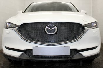 4 299 р. Защитная сетка в бампер (низ, ячейка 4х10 мм) Alfeco Премиум Mazda CX-5 KF (2016-2025) (Чёрная)  с доставкой в г. Москва. Увеличить фотографию 4