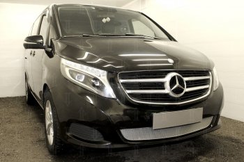 4 499 р. Защитная сетка в бампер (низ, ячейка 4х10 мм) Alfeco Премиум Mercedes-Benz Vito W447 дорестайлинг (2015-2020) (Хром)  с доставкой в г. Москва. Увеличить фотографию 2