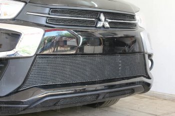 4 999 р. Защитная сетка в бампер (середина, ячейка 4х10 мм) Alfeco Премиум Mitsubishi ASX 2-ой рестайлинг (2017-2020) (Чёрная)  с доставкой в г. Москва. Увеличить фотографию 3