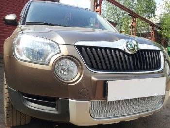 4 299 р. Защитная сетка в бампер (низ, ячейка 4х10 мм) Стрелка11 Премиум Skoda Yeti (2009-2013) (Хром)  с доставкой в г. Москва. Увеличить фотографию 4