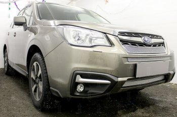 3 999 р. Защитная сетка в бампер (низ, ячейка 4х10 мм) Стрелка11 Премиум Subaru Forester SJ рестайлинг (2016-2019) (Хром)  с доставкой в г. Москва. Увеличить фотографию 2