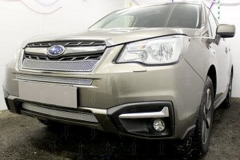 3 999 р. Защитная сетка в бампер (низ, ячейка 4х10 мм) Стрелка11 Премиум Subaru Forester SJ рестайлинг (2016-2019) (Хром)  с доставкой в г. Москва. Увеличить фотографию 3