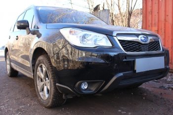 3 599 р. Защитная сетка в бампер (низ, ячейка 4х10 мм) Стрелка11 Премиум Subaru Forester SJ дорестайлинг (2012-2016) (Чёрная)  с доставкой в г. Москва. Увеличить фотографию 2