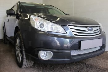 4 199 р. Защитная сетка в бампер (низ, ячейка 4х10 мм) Стрелка11 Премиум Subaru Outback BR/B14 дорестайлинг универсал (2009-2013) (Хром)  с доставкой в г. Москва. Увеличить фотографию 4