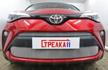 5 549 р. Защитная сетка в бампер (низ, ячейка 4х10 мм) Стрелка11 Премиум Toyota C-HR NGX10, ZGX10 рестайлинг (2019-2024) (Хром)  с доставкой в г. Москва. Увеличить фотографию 2