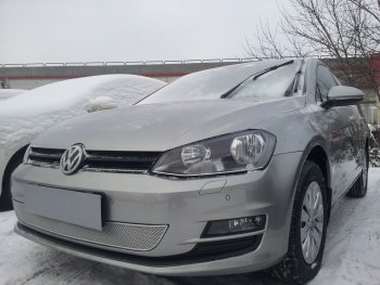 4 299 р. Защитная сетка в бампер (низ, ячейка 4х10 мм) Стрелка11 Премиум  Volkswagen Golf  7 (2012-2020) дорестайлинг, хэтчбэк 5 дв., рестайлинг универсал, рестайлинг, хэтчбэк 5 дв. (Хром)  с доставкой в г. Москва. Увеличить фотографию 2