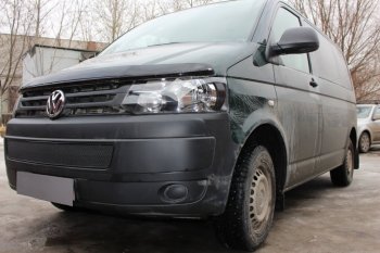 4 199 р. Защитная сетка в бампер (низ, ячейка 4х10 мм) Стрелка11 Премиум Volkswagen Transporter T5 рестайлинг (2009-2015) (Чёрная)  с доставкой в г. Москва. Увеличить фотографию 3