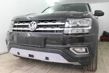 4 699 р. Защитная сетка в бампер (низ, ячейка 4х10 мм) Стрелка11 Премиум Volkswagen Teramont CA1 дорестайлинг (2016-2020) (Хром)  с доставкой в г. Москва. Увеличить фотографию 4