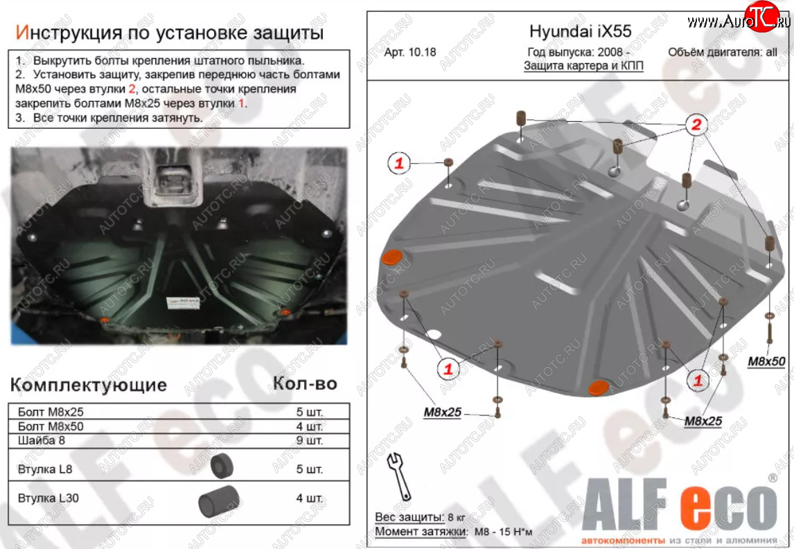 4 999 р. Защита картера двигателя и КПП (V-2,2 CRDI) Alfeco Hyundai Santa Fe CM рестайлинг (2009-2012) (Сталь 2 мм)  с доставкой в г. Москва