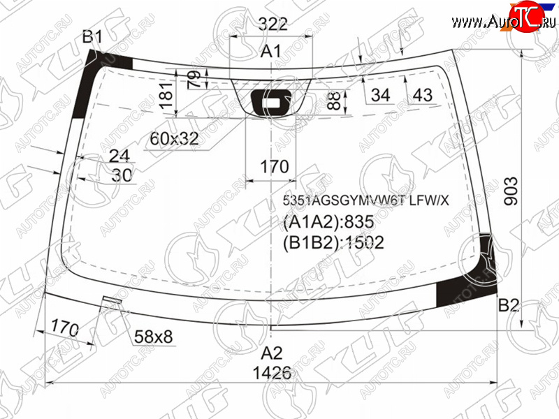 8 999 р. Стекло лобовое (Датчик дождя) XYG Mercedes-Benz C-Class S203 дорестайлинг универсал (2001-2004)  с доставкой в г. Москва