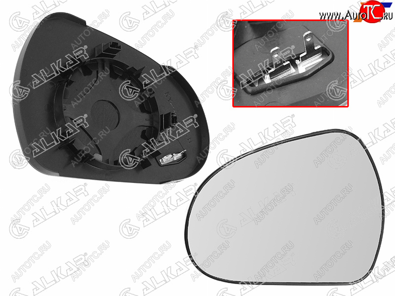 779 р. Левое полотно зеркала (асферическое, с обогревом) ALKAR Peugeot 308 T7 хэтчбек 5 дв. дорестайлинг (2007-2011)  с доставкой в г. Москва