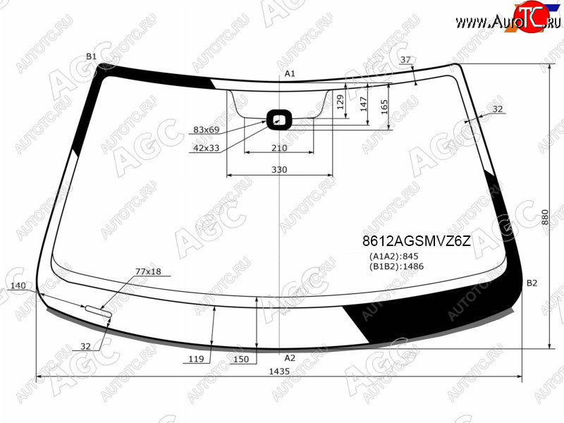 12 599 р. Стекло лобовое (Датчик дождя Молдинг Сборка Россия) AGC Volkswagen Jetta A6 седан дорестайлинг (2011-2015)  с доставкой в г. Москва